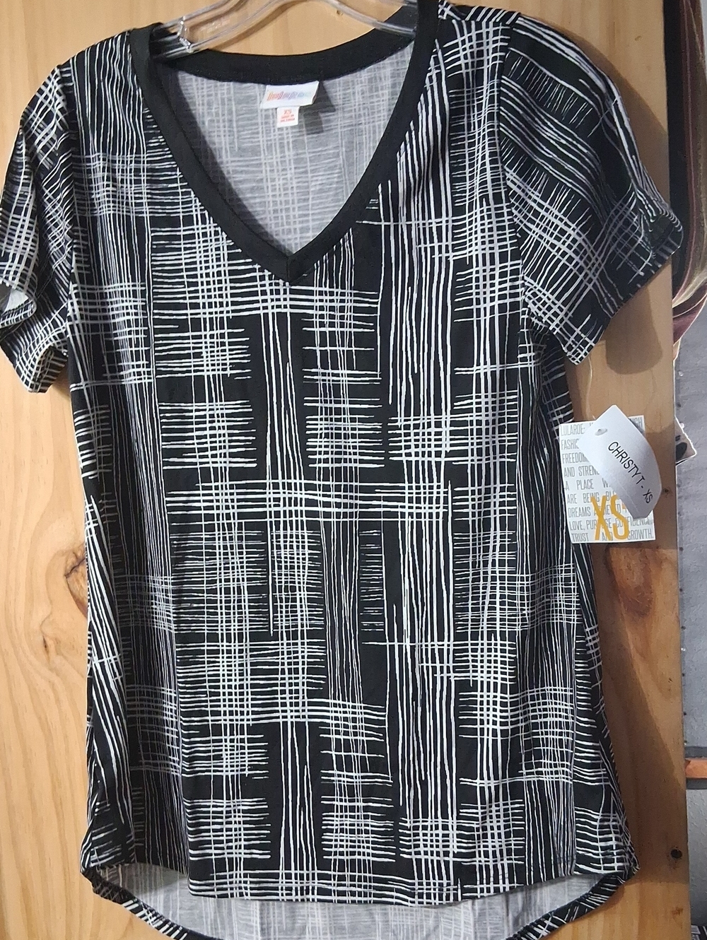 LuLaRoe Black and White Short Sleeve V-Neck Tee